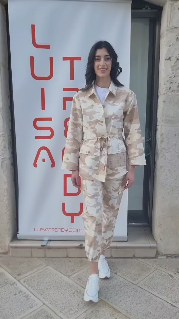 Twinset Giacca sahariana a stampa camouflage