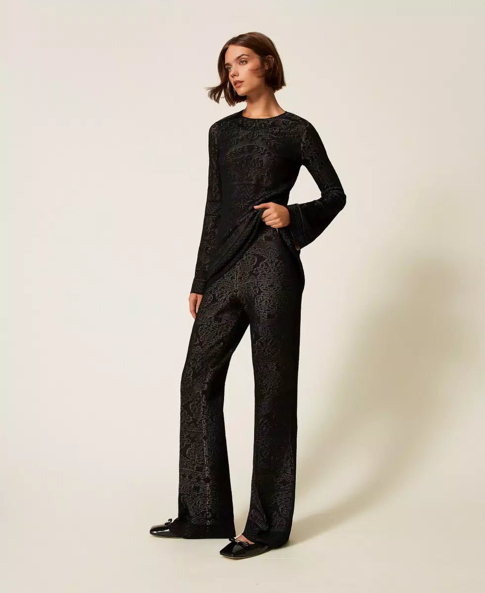 Twinset Pantaloni flare in maglia traforata Boutique Luisa Trendy