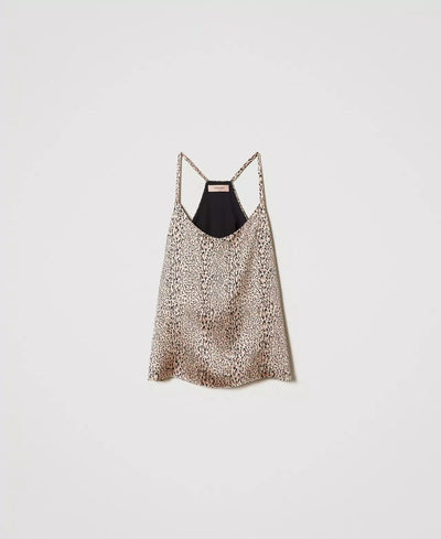 Twinset Milano Top in raso animalier