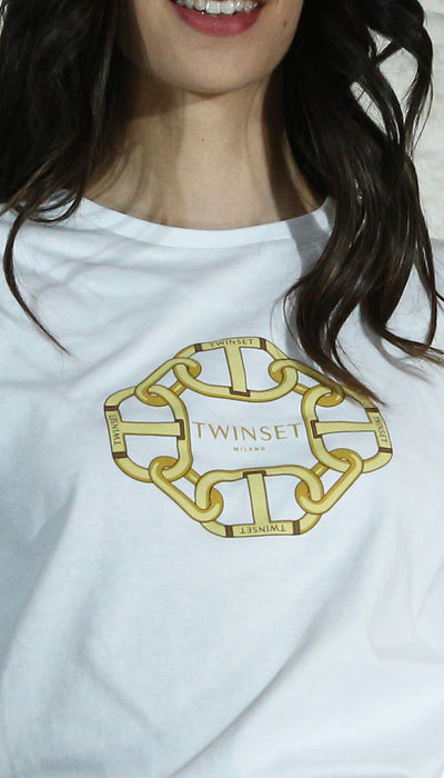 Twinset Milano T-shirt stampa catene e oval t . 241TP221A