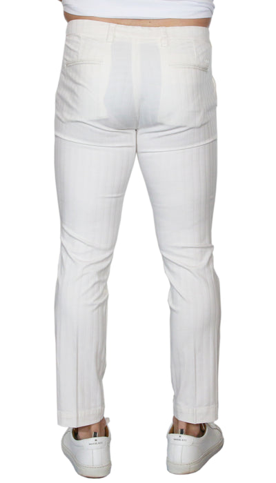 Entre Amis Pantalone corto bianco in cotone motivo rigato.