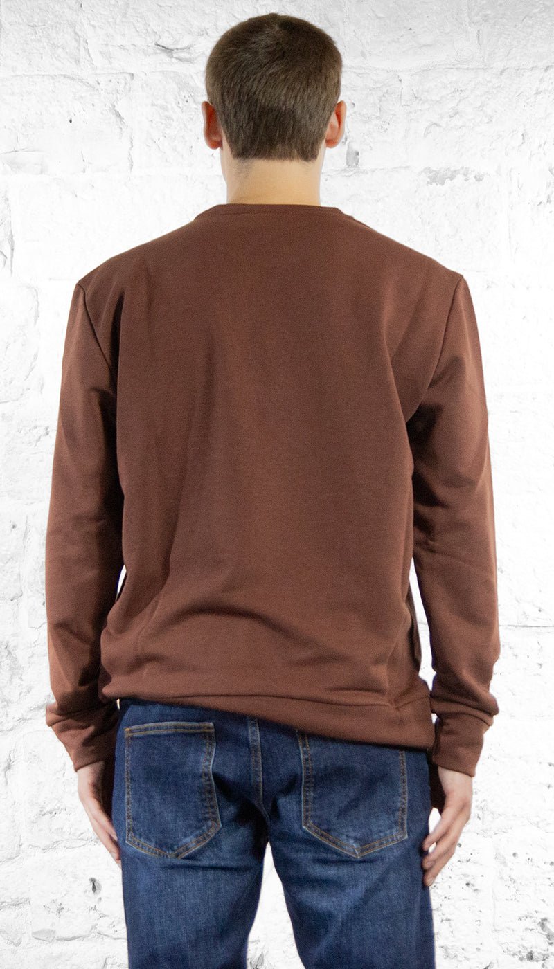 C'N'C Felpa girocollo marrone in cotone Felpa - Boutique Luisa Trendy