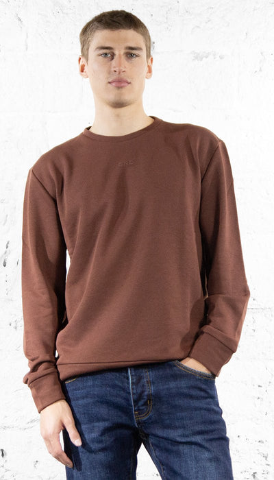 C'N'C Felpa girocollo marrone in cotone Felpa - Boutique Luisa Trendy