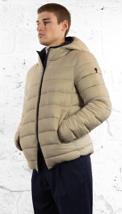 De Lamp Piumino con cappuccio in tessuto blu reversibile trapuntato Capispalla Uomo - Boutique Luisa Trendy