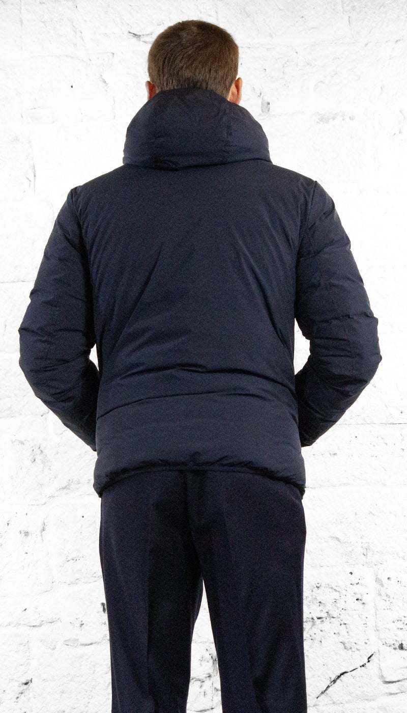 De Lamp Piumino con cappuccio in tessuto blu reversibile trapuntato Capispalla Uomo - Boutique Luisa Trendy