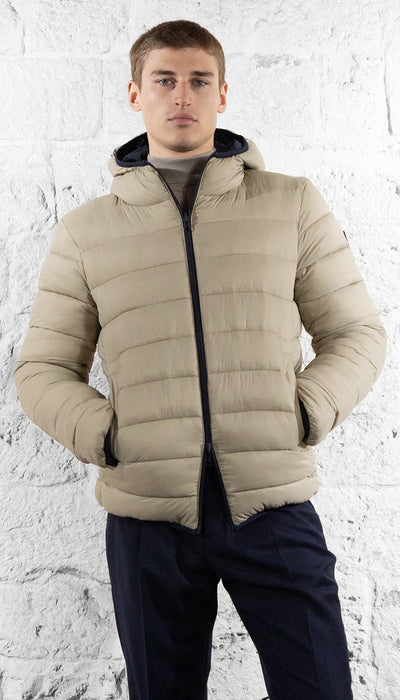 De Lamp Piumino con cappuccio in tessuto blu reversibile trapuntato Capispalla Uomo - Boutique Luisa Trendy