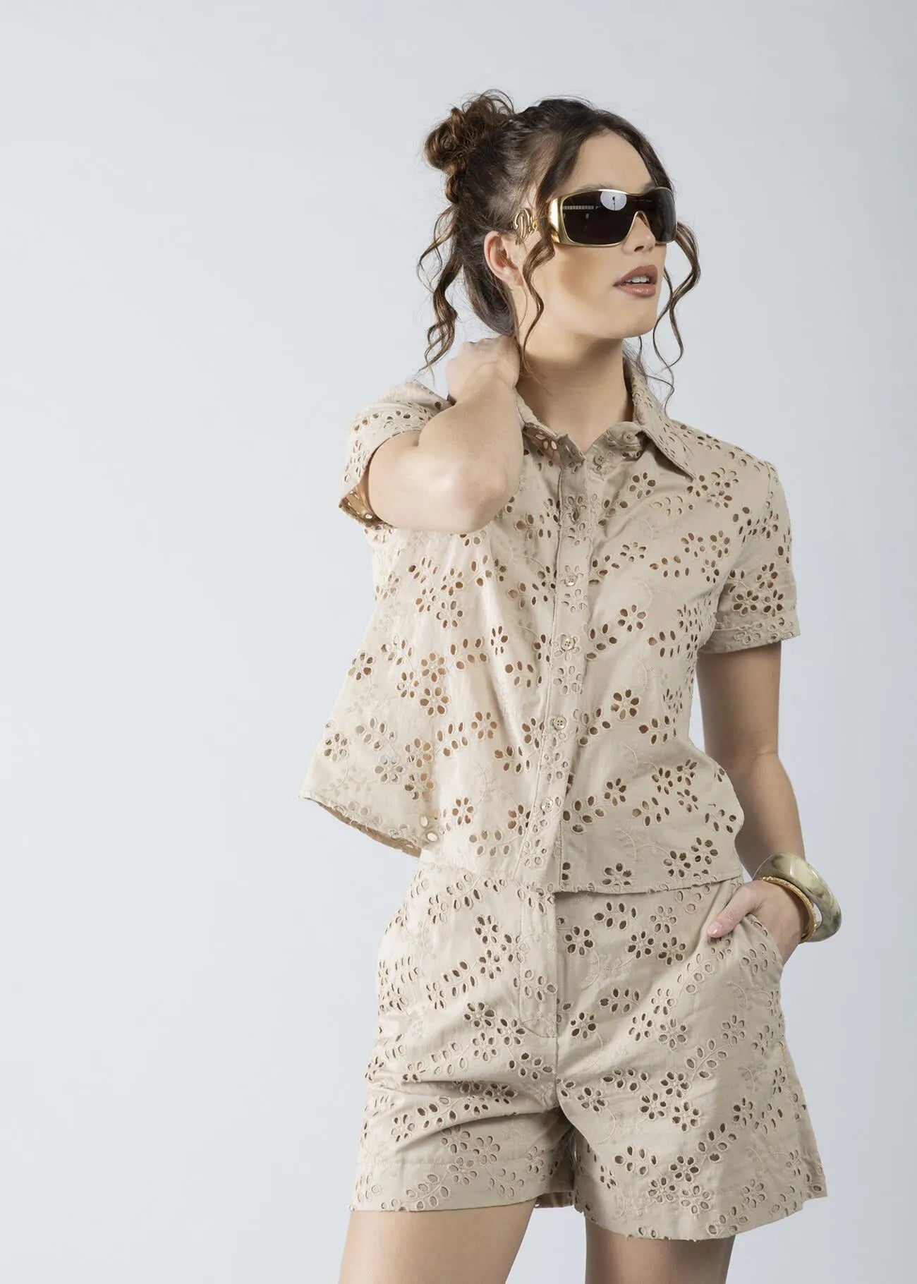 Denny Rose Jeans Camicia sangallo beige Bluse e camicie - Boutique Luisa Trendy