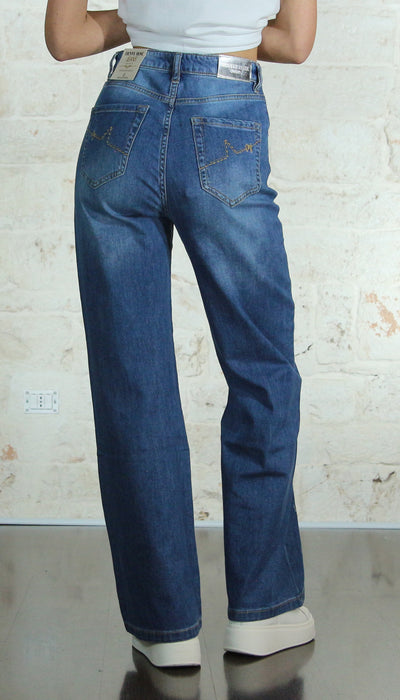 Denny Rose Jeans - Jeans a palazzo con ricamo. 411ND26042