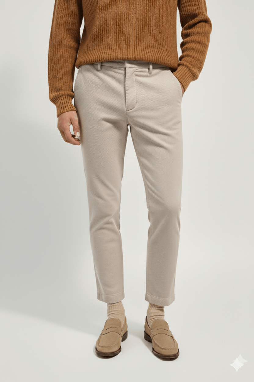 Entre Amis Pantalone slim corto tessuto armaturato Pantaloni Uomo - Boutique Luisa Trendy