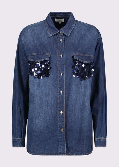 Gaudi Camicia da donna in denim con paillettes Bluse e camicie - Boutique Luisa Trendy
