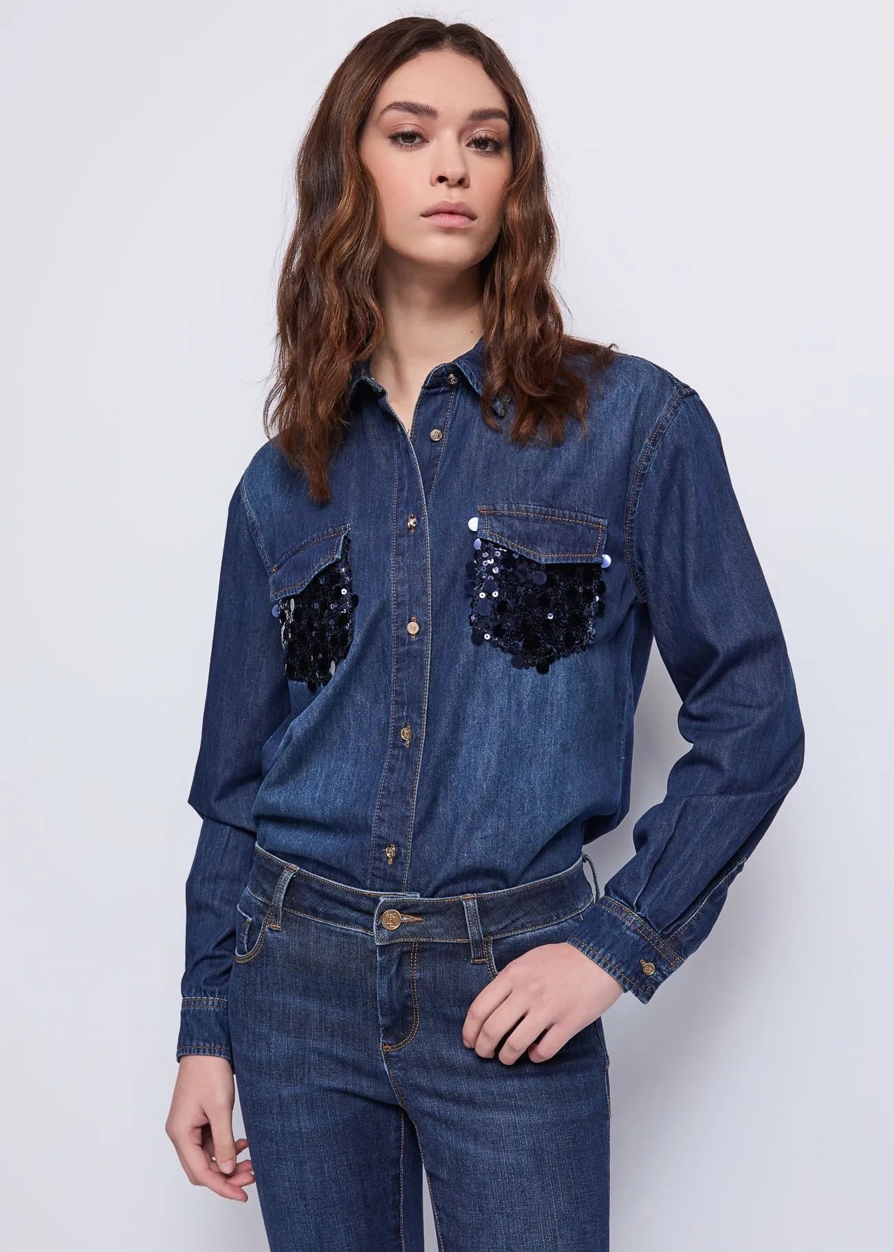Gaudi Camicia da donna in denim con paillettes Bluse e camicie - Boutique Luisa Trendy