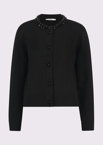 Gaudi Cardigan nero da donna con perle e strass Maglie e cardigan Donna - Boutique Luisa Trendy