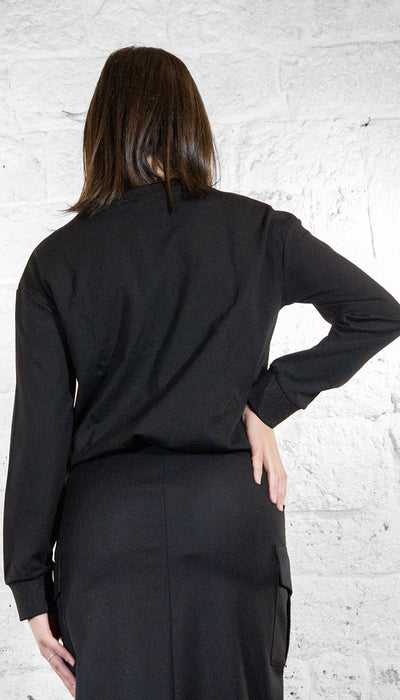 Gaudi Felpa nera con tasche di strass 521BD64010 Felpa - Boutique Luisa Trendy