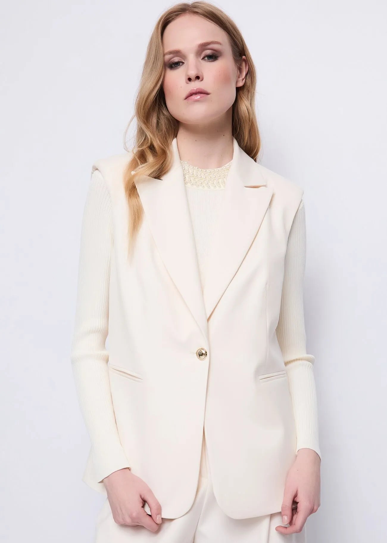 Gaudi Gilet lungo da donna con bottone dorato Capispalla Donna - Boutique Luisa Trendy