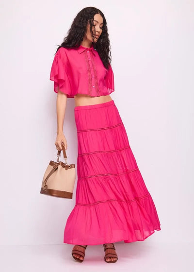 Gaudi Gonna lunga in cotone fucsia Gonna - Boutique Luisa Trendy