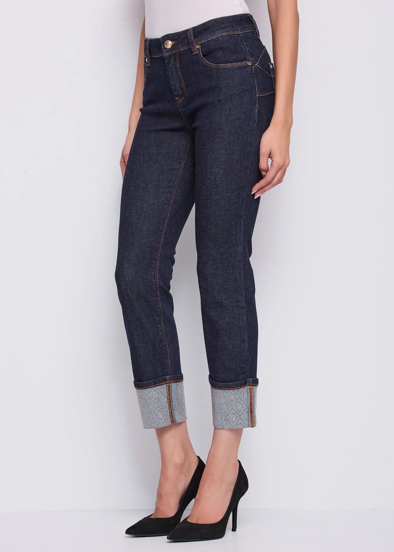 Gaudi Jeans da donna con risvolto e strass Jeans - Boutique Luisa Trendy