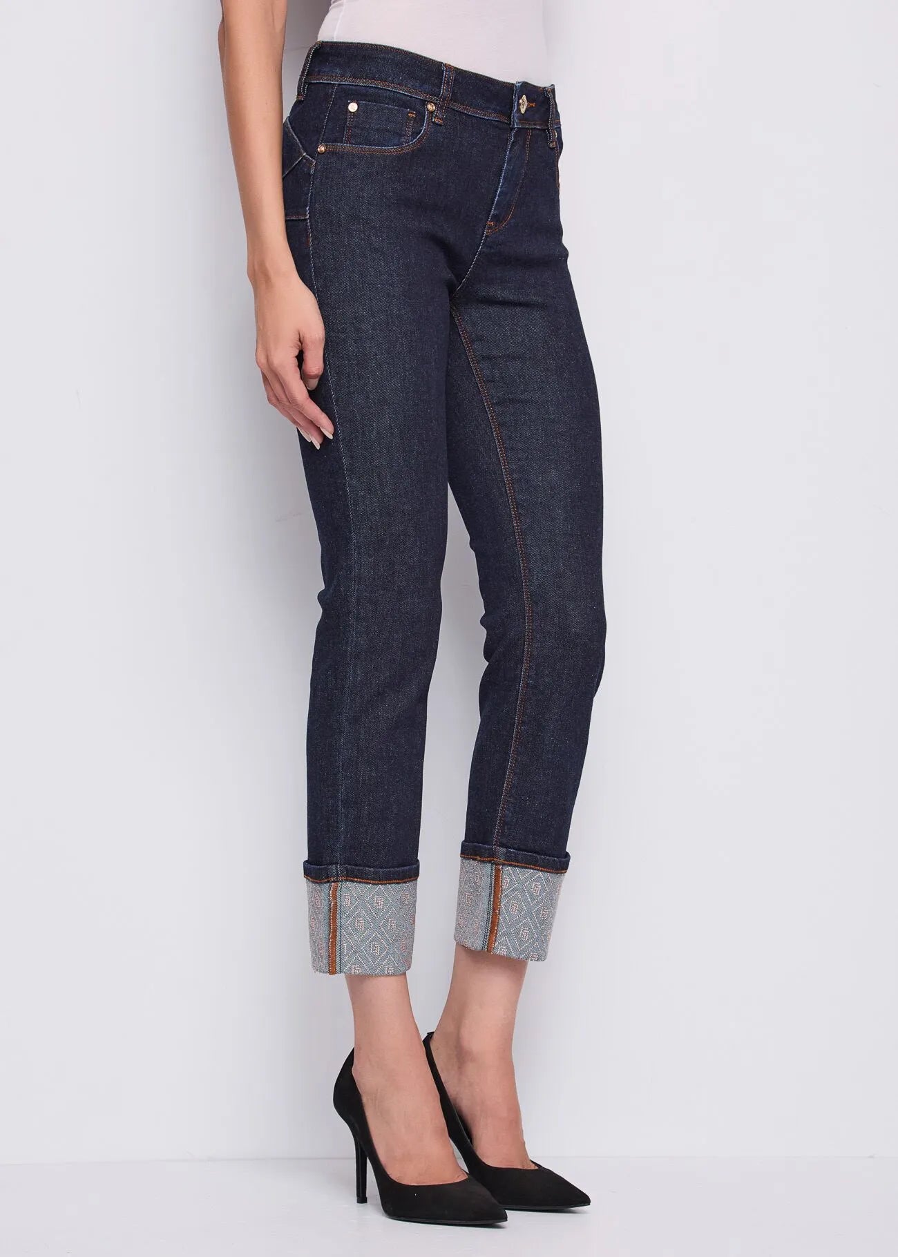 Gaudi Jeans da donna con risvolto e strass Jeans - Boutique Luisa Trendy