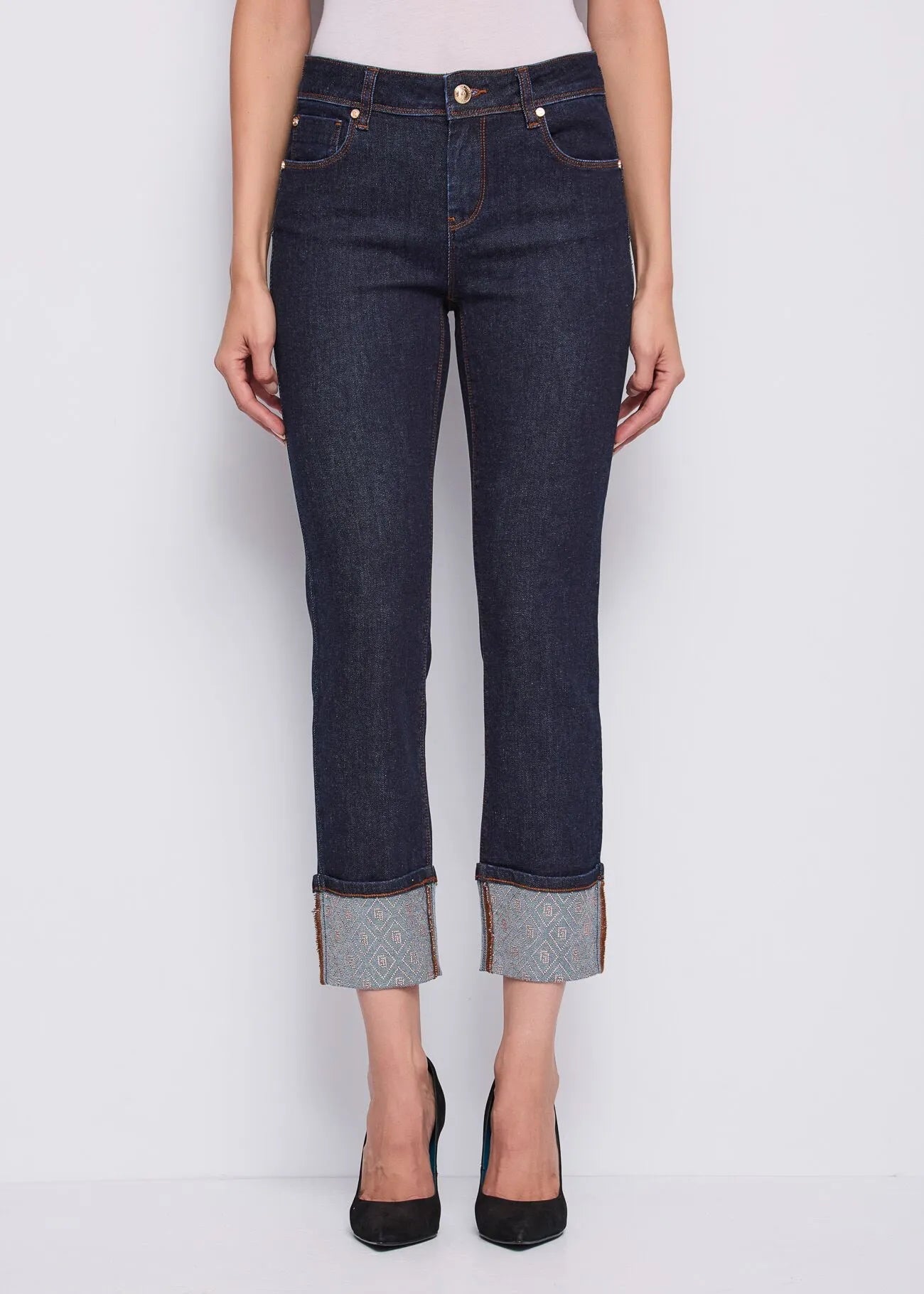 Gaudi Jeans da donna con risvolto e strass Jeans - Boutique Luisa Trendy