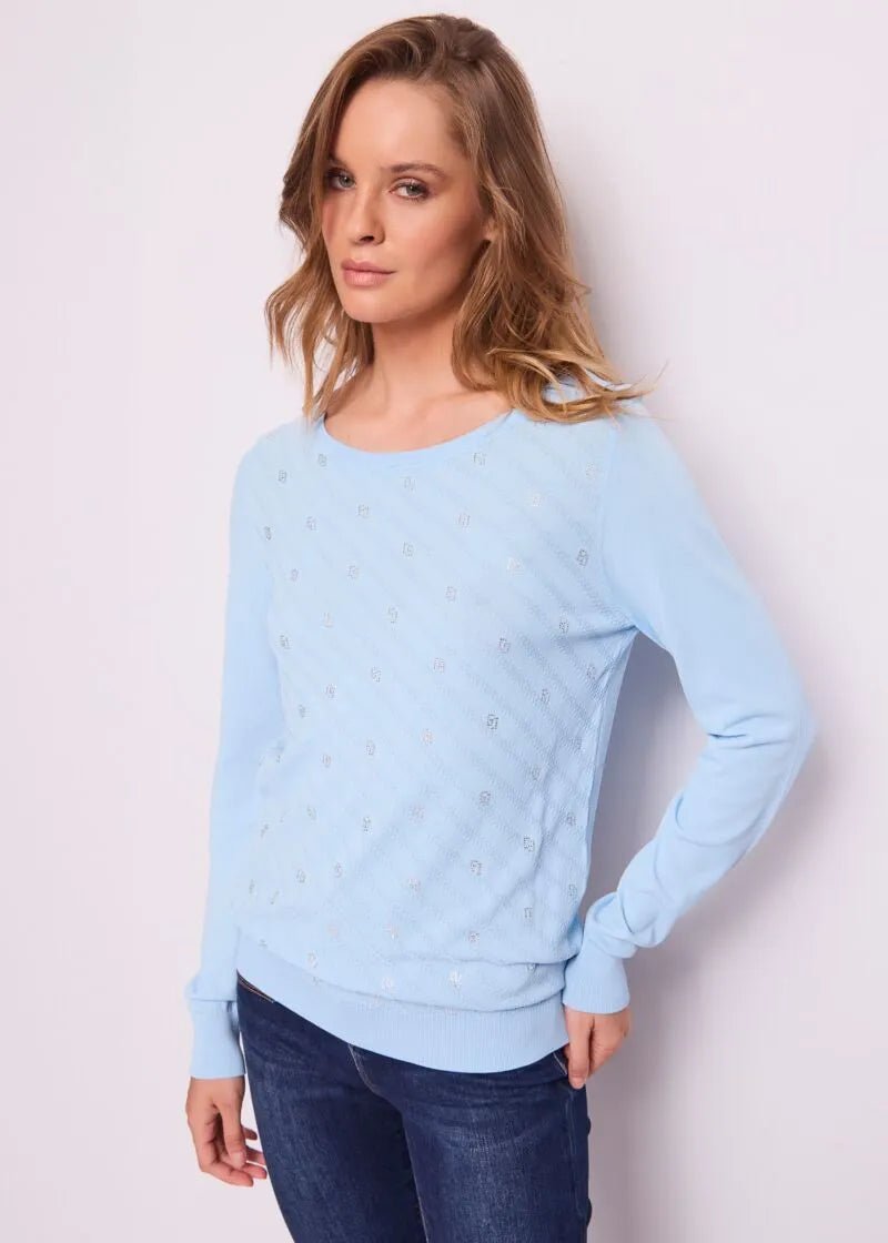 Gaudi Maglia con logo all over in strass e maniche lunghe 511BD53005 Maglie e cardigan Donna - Boutique Luisa Trendy