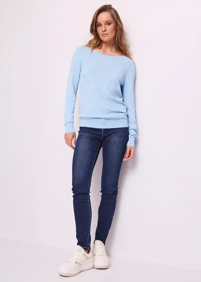 Gaudi Maglia con logo all over in strass e maniche lunghe 511BD53005 Maglie e cardigan Donna - Boutique Luisa Trendy