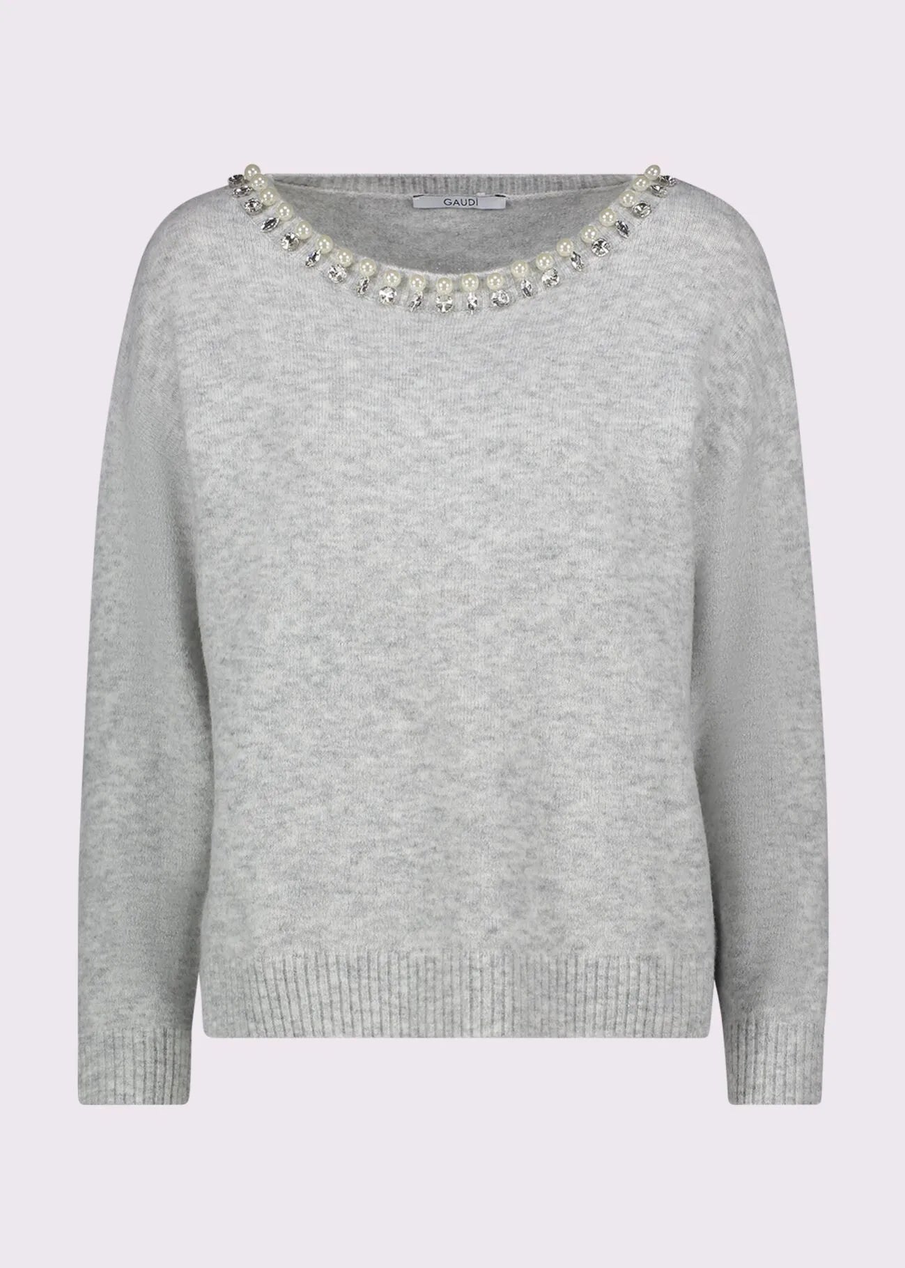 Gaudi Maglia grigia da donna con strass Maglie e cardigan Donna - Boutique Luisa Trendy