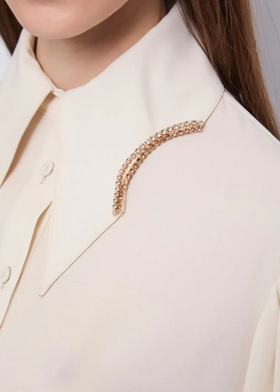 Gaudi Polo da donna con maxi colletto e strass Bluse e camicie - Boutique Luisa Trendy