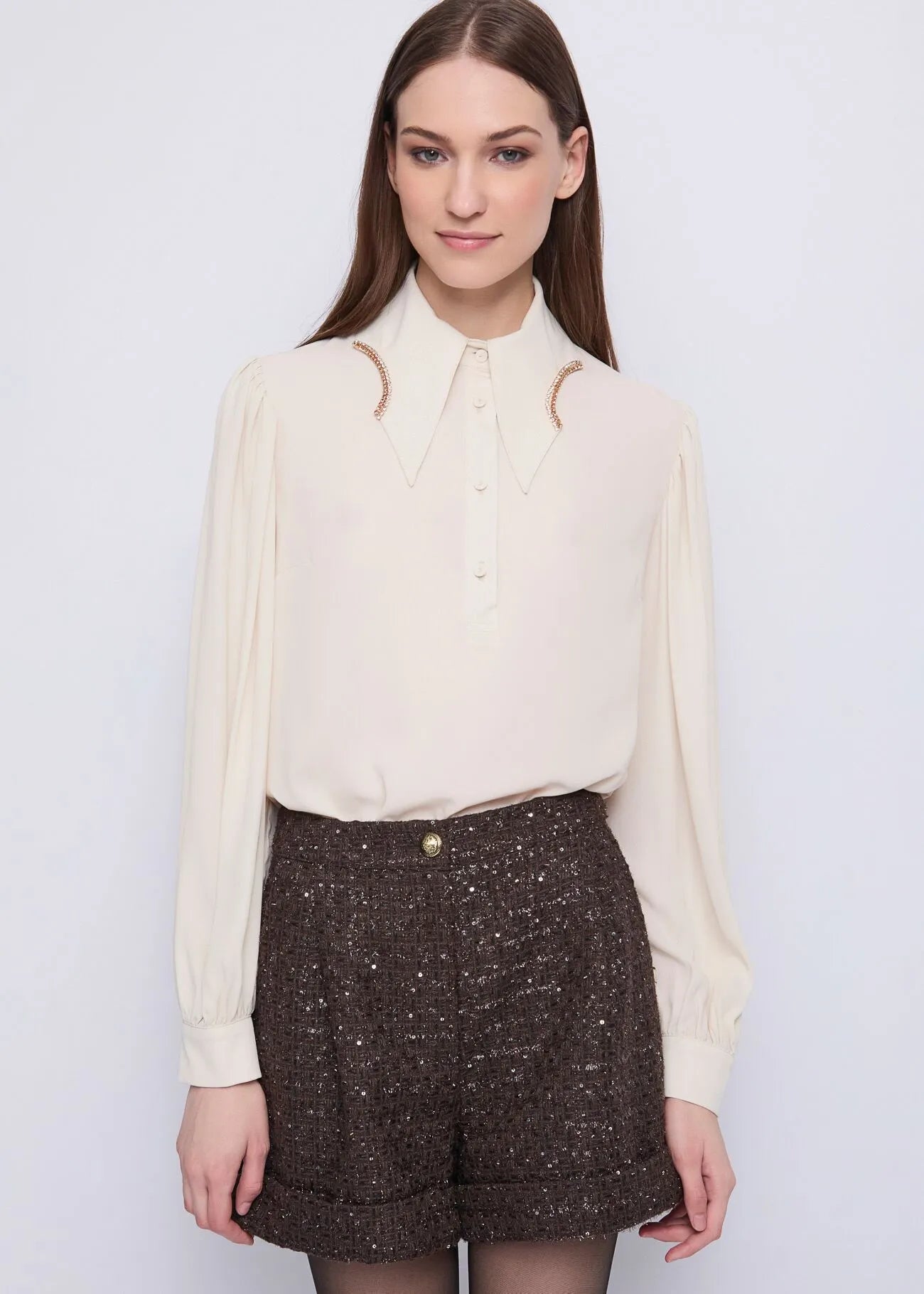 Gaudi Polo da donna con maxi colletto e strass Bluse e camicie - Boutique Luisa Trendy