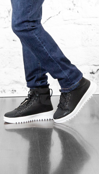 Gaudi Sneakers nera alta in pelle e tessuto Scarpe Uomo - Boutique Luisa Trendy