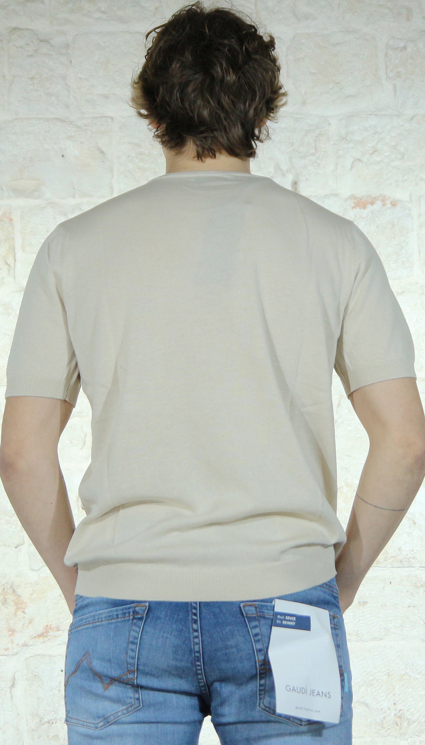 Gaudi T-shirt beige in filo maniche corte