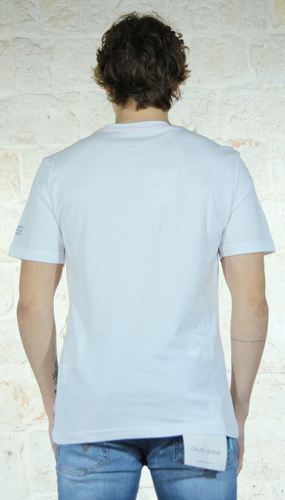 Gaudi T-shirt bianca con stampa.