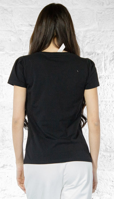 Gaudi T-shirt donna nera con logo e strass T-Shirt e top - Boutique Luisa Trendy