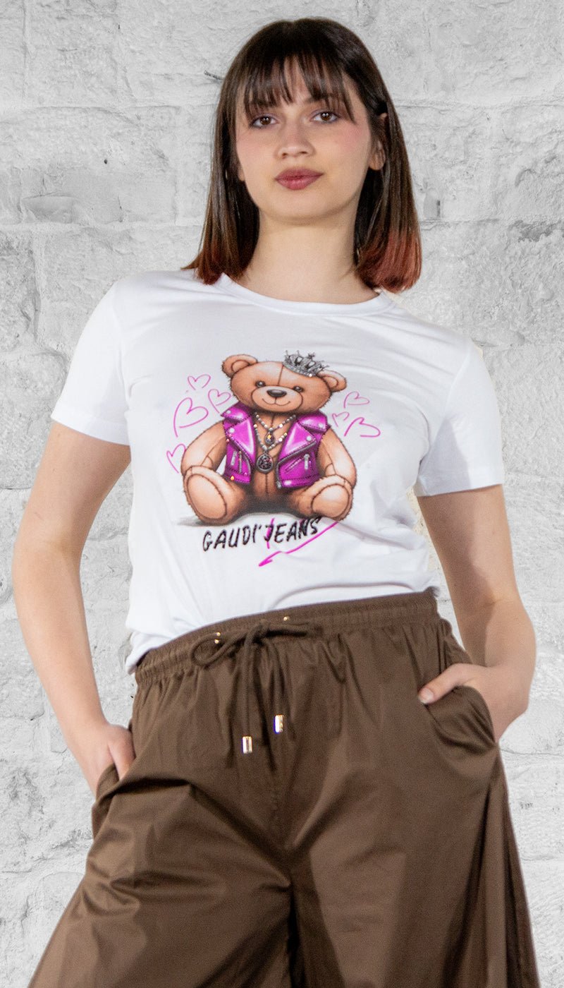Gaudi T-shirt in cotone con stampa orso 611BD64073 T-Shirt e top - Boutique Luisa Trendy