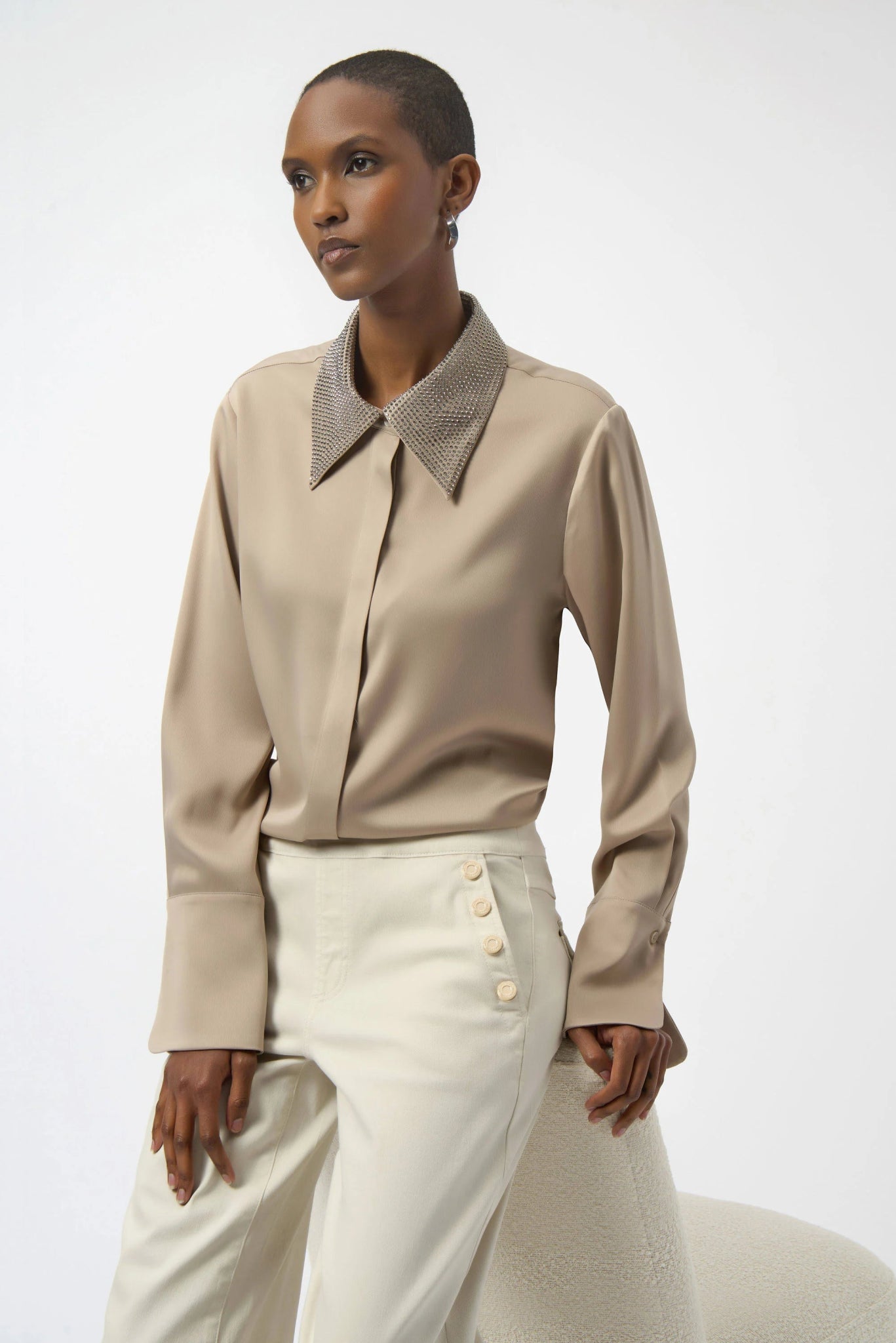 Joseph Ribkoff Blusa in raso e colletto in strass Bluse e camicie - Boutique Luisa Trendy