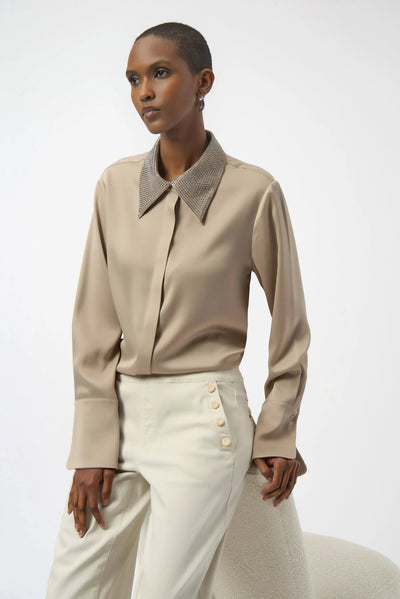 Joseph Ribkoff Blusa in raso e colletto in strass Bluse e camicie - Boutique Luisa Trendy