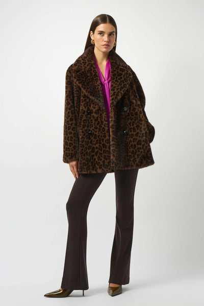 Joseph Ribkoff Cappotto doppiopetto in pelliccia sintetica con stampa leopardata Capispalla Donna - Boutique Luisa Trendy