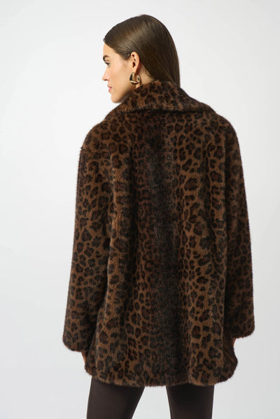 Joseph Ribkoff Cappotto doppiopetto in pelliccia sintetica con stampa leopardata Capispalla Donna - Boutique Luisa Trendy