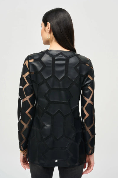 Joseph Ribkoff Giacca in tulle e similpelle con taglio laser Capispalla Donna - Boutique Luisa Trendy