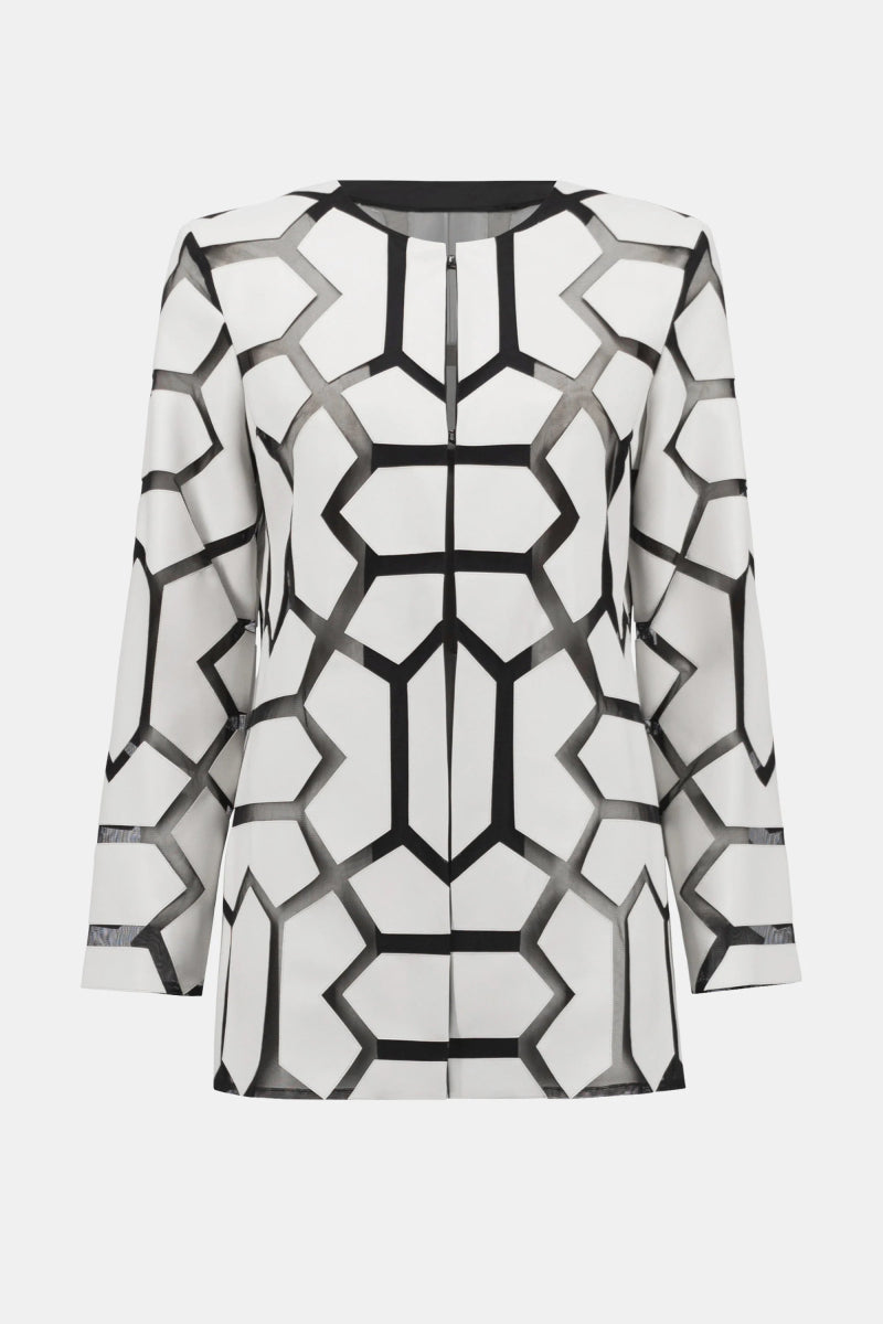 Joseph Ribkoff Giacca in tulle e similpelle con taglio laser Capispalla Donna - Boutique Luisa Trendy