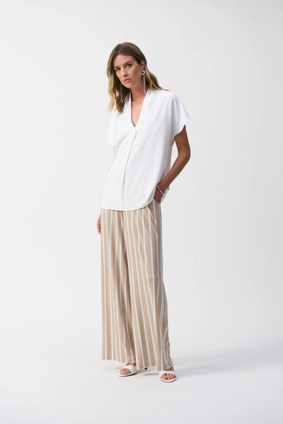 Joseph Ribkoff Pantaloni a gamba larga in maglia effetto seta a righe Pantalone Donna - Boutique Luisa Trendy