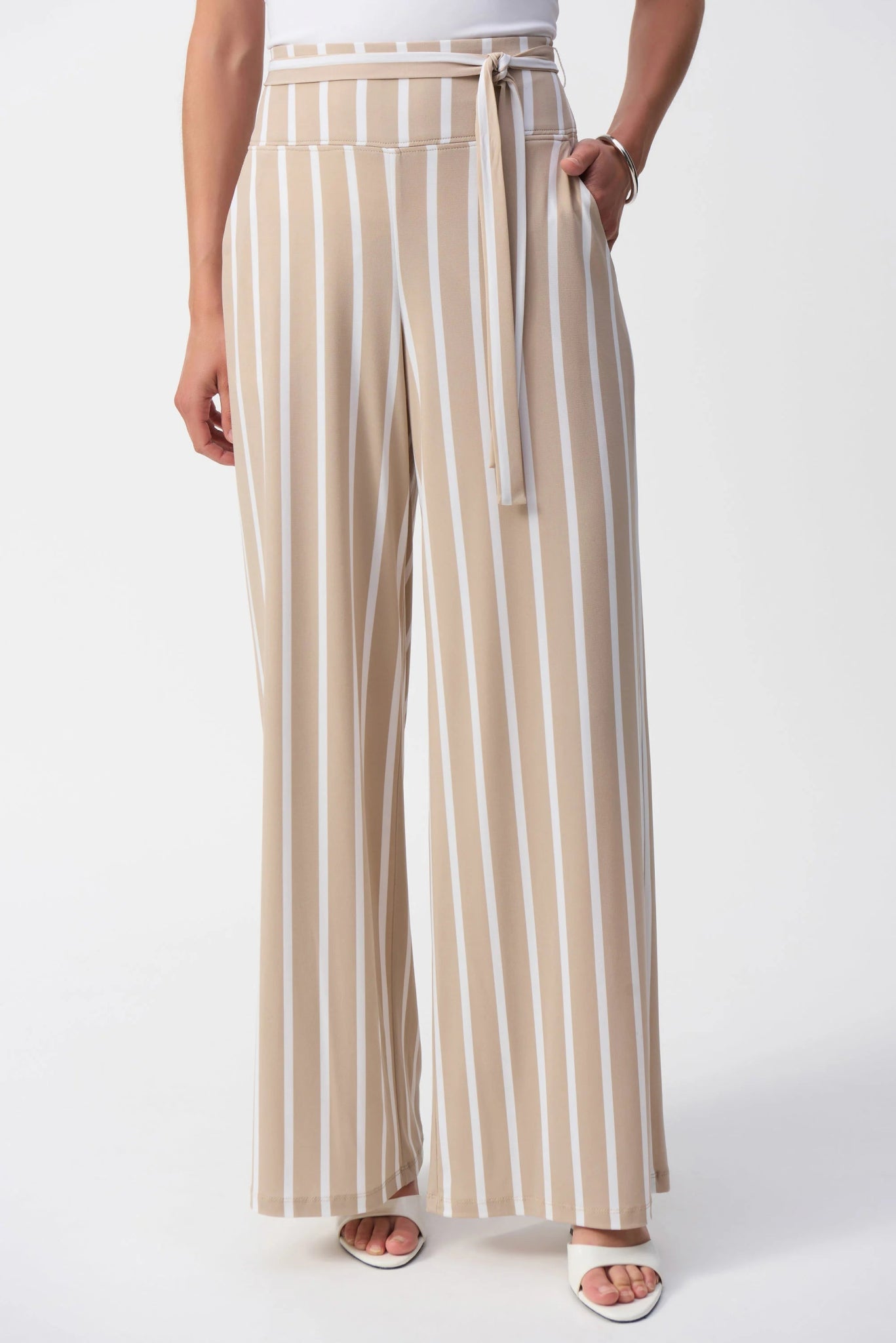Joseph Ribkoff Pantaloni a gamba larga in maglia effetto seta a righe Pantalone Donna - Boutique Luisa Trendy