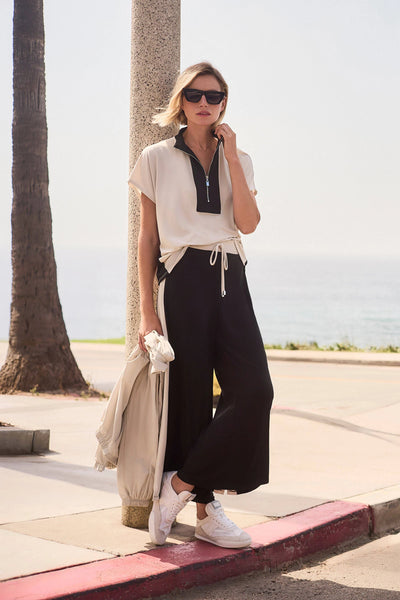 Joseph Ribkoff Pantaloni pull - on a gamba larga color block in maglia effetto seta Pantalone Donna - Boutique Luisa Trendy