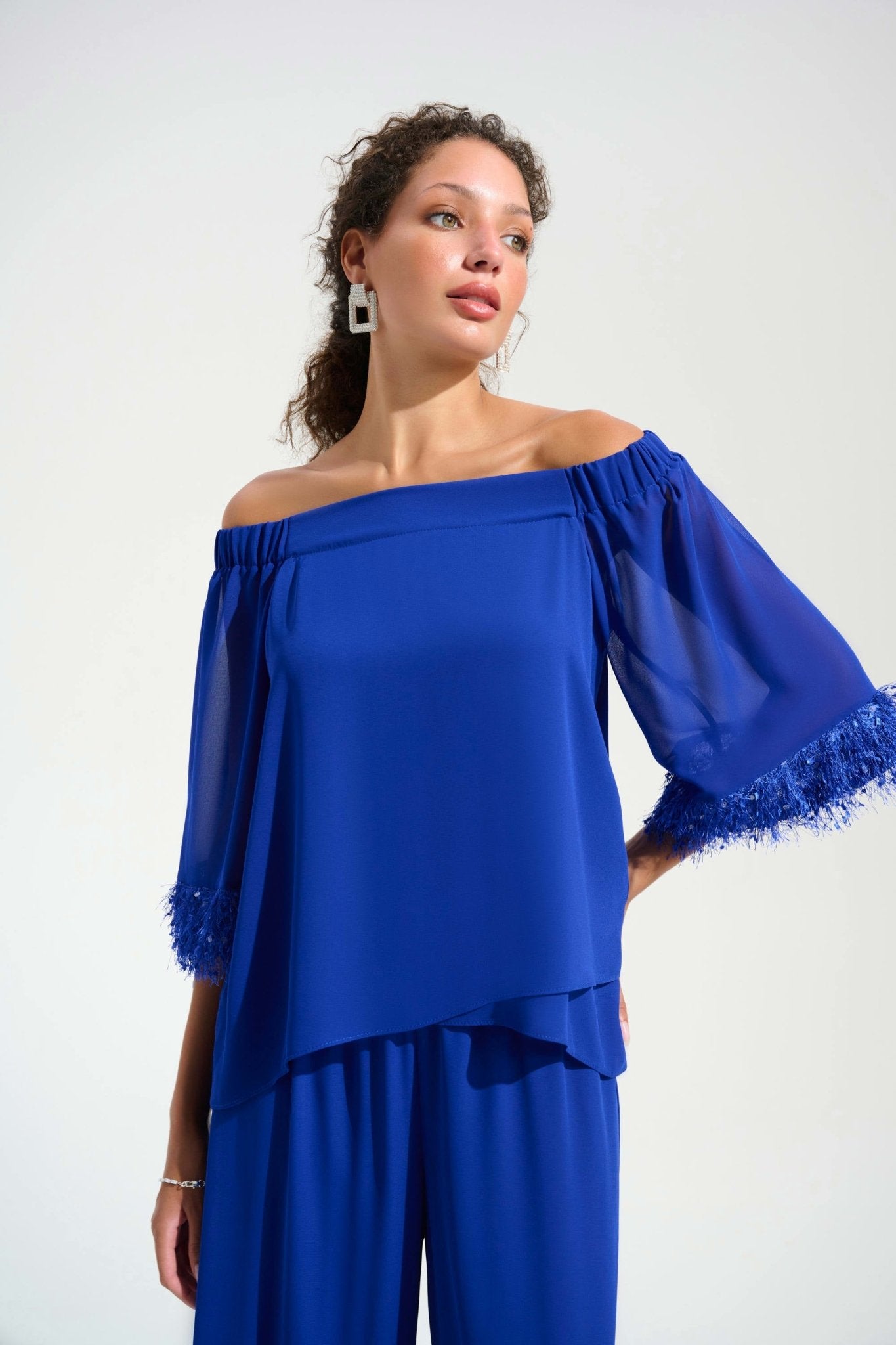 Joseph Ribkoff Top a trapezio a spalle scoperte in georgette e chiffon Bluse e camicie - Boutique Luisa Trendy
