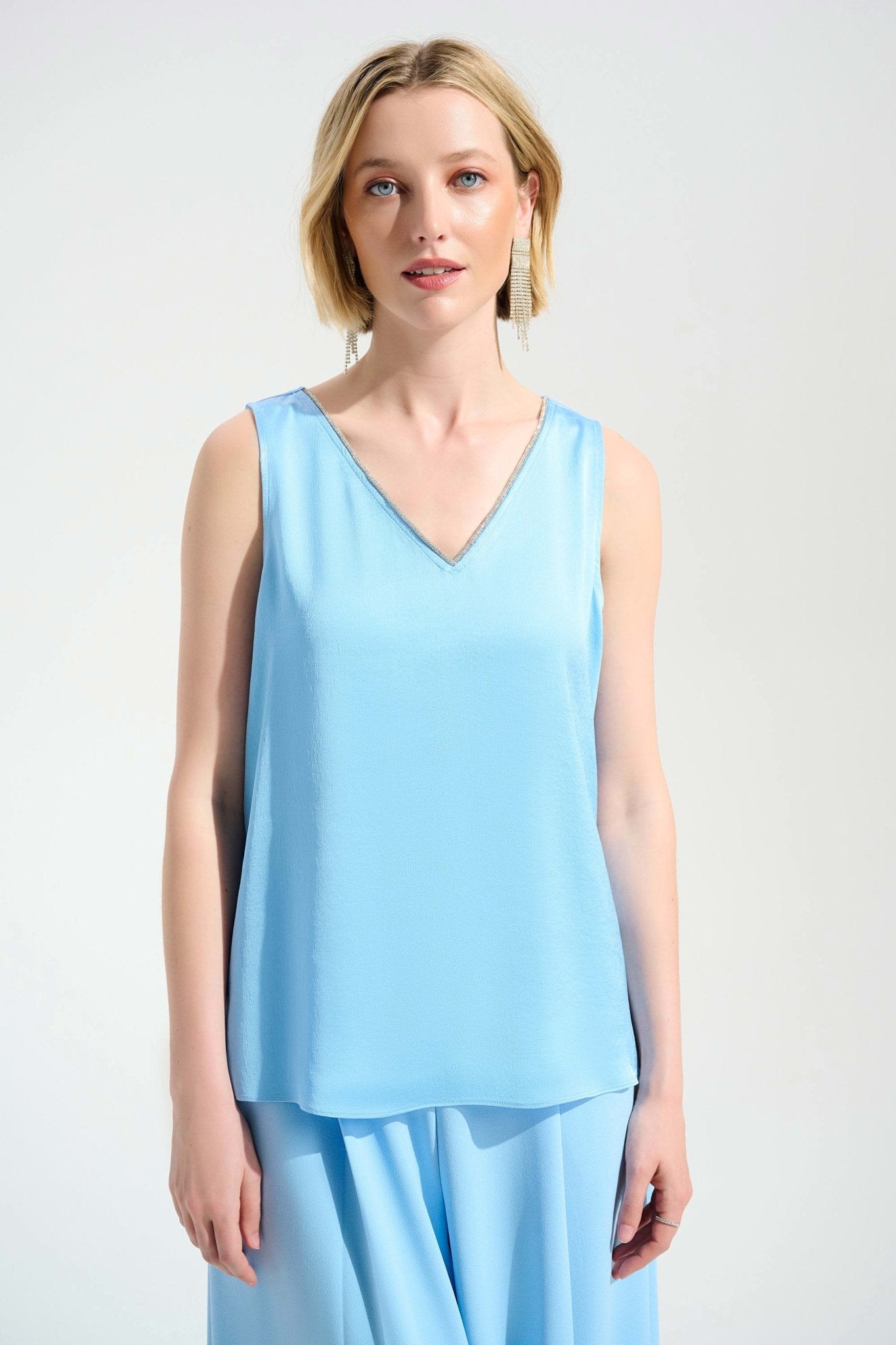 Joseph Ribkoff Top dritto in raso riciclato con finiture in strass T-Shirt e top - Boutique Luisa Trendy