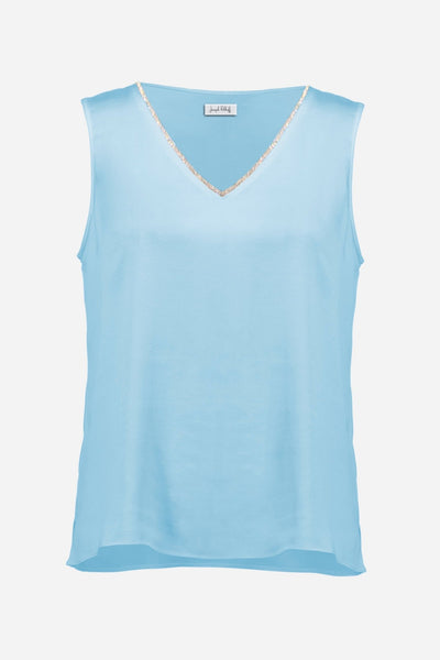 Joseph Ribkoff Top dritto in raso riciclato con finiture in strass T-Shirt e top - Boutique Luisa Trendy