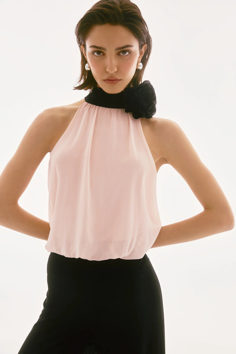 Joseph Ribkoff Tuta a gamba larga in maglia effetto seta e chiffon Vestiti - Boutique Luisa Trendy