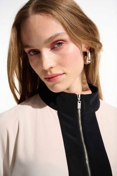 Jospeh Ribkoff Top dritta in maglia effetto seta a color block con collo con zip T-Shirt e top - Boutique Luisa Trendy