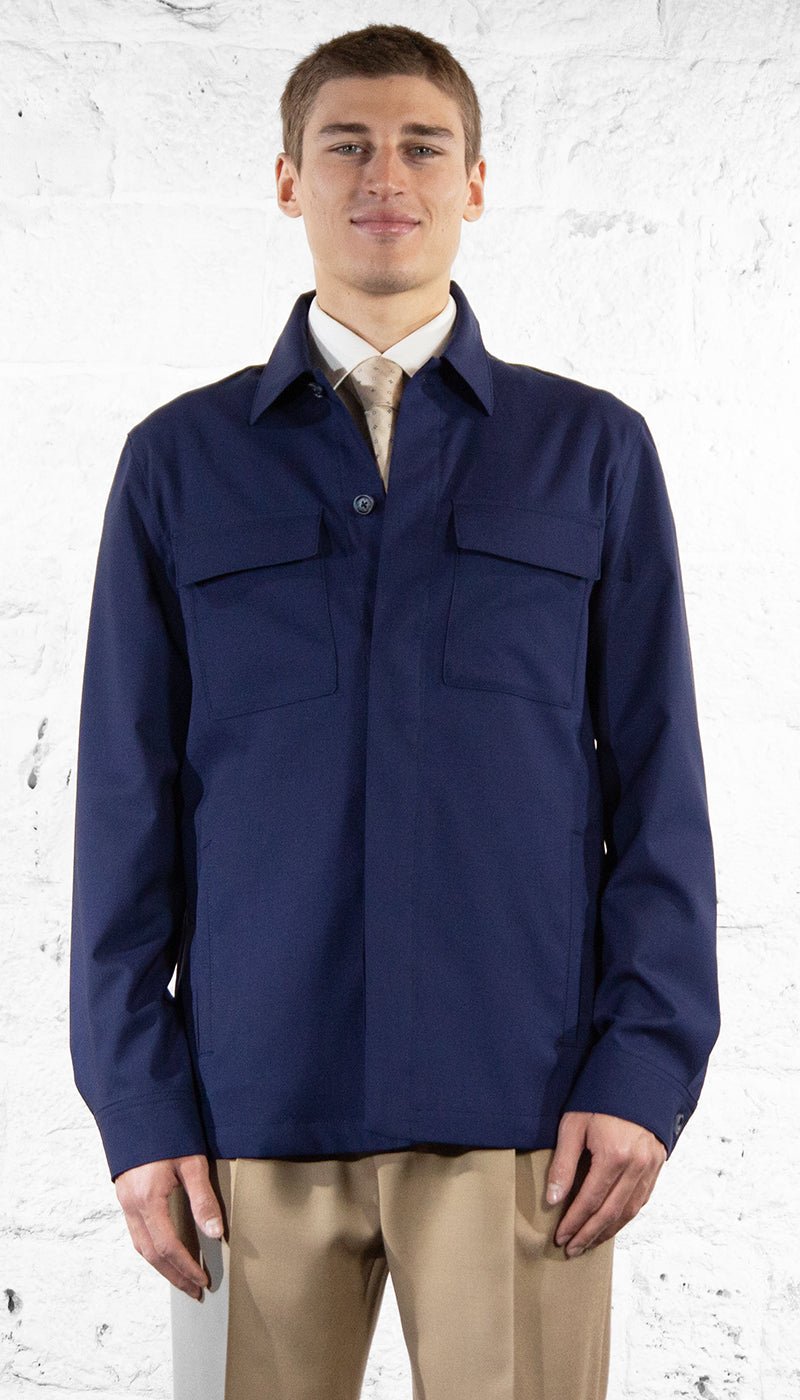 Manuel Ritz Overshirt in fresco di lana stretch blu Capispalla Uomo - Boutique Luisa Trendy