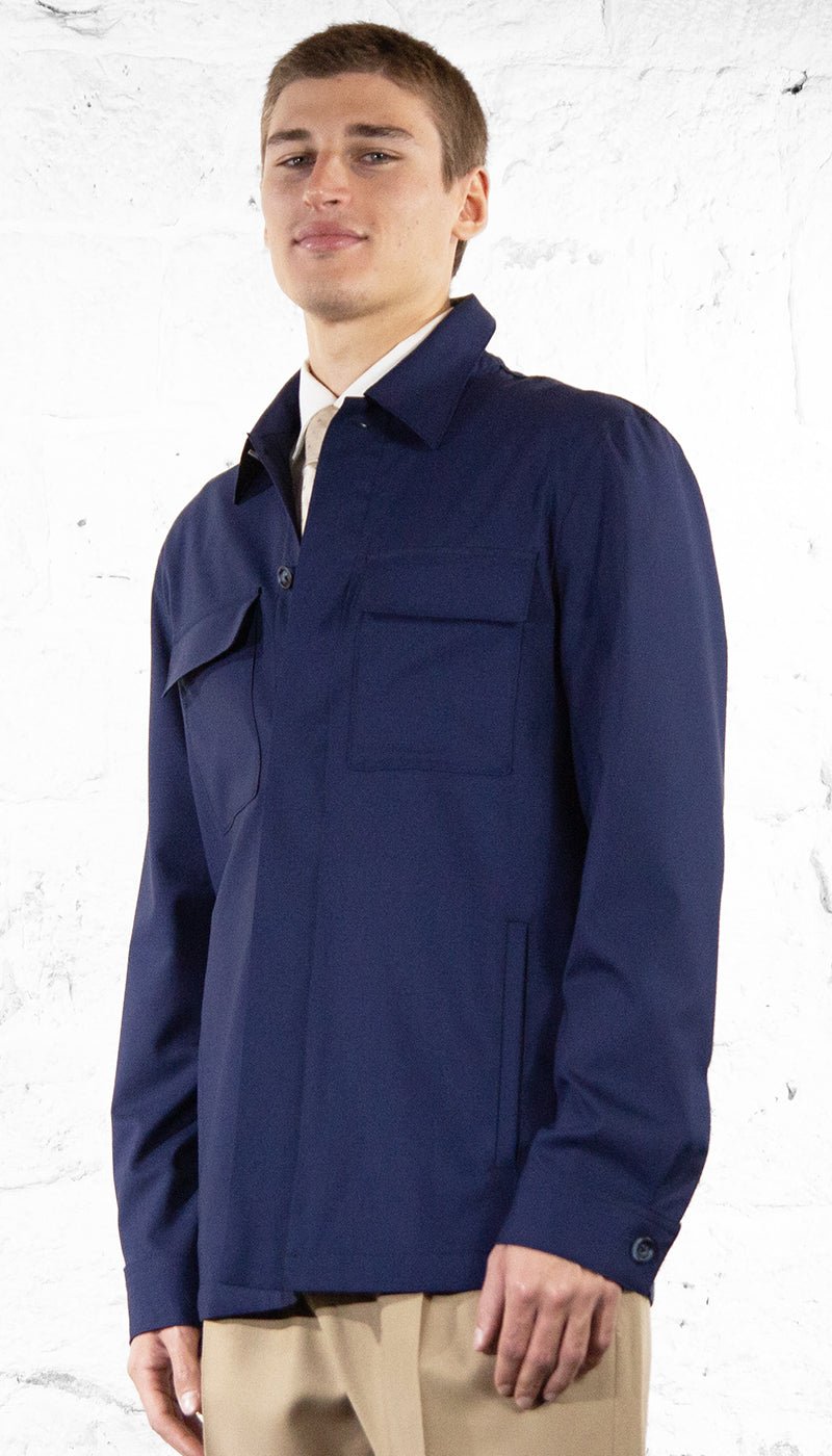 Manuel Ritz Overshirt in fresco di lana stretch blu Capispalla Uomo - Boutique Luisa Trendy