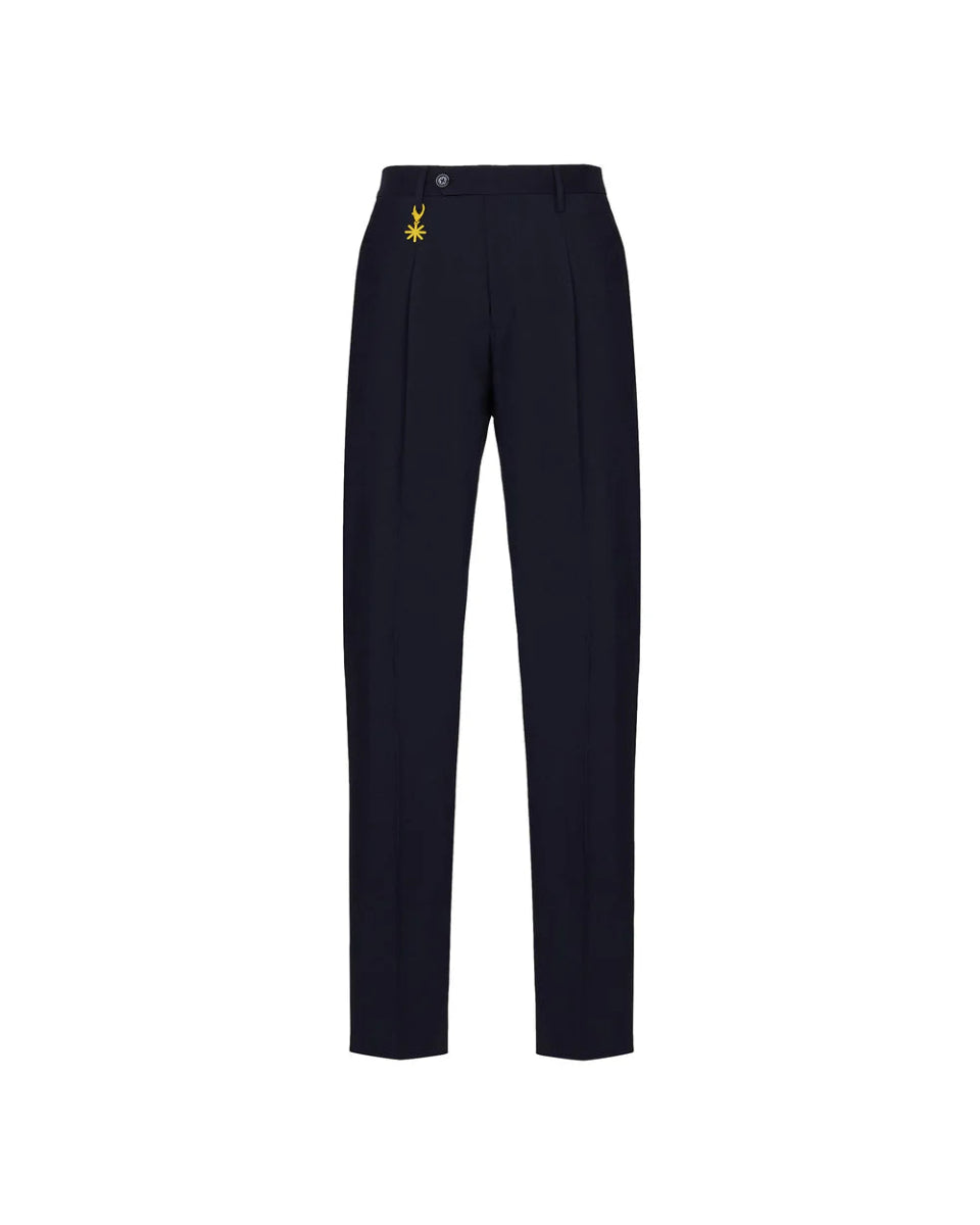 Manuel Ritz Pantalone con pinces fresco di lana stretch blu Pantaloni Uomo - Boutique Luisa Trendy
