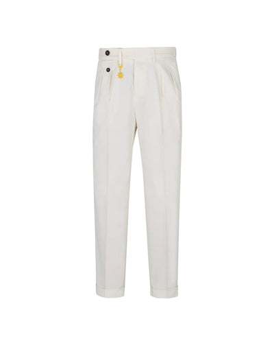 Manuel Ritz Pantalone doppia pinces baggy twill cotone stretch bianco Pantaloni Uomo - Boutique Luisa Trendy